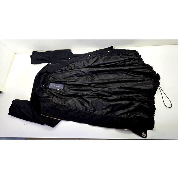 Anna Cai Black Jacket Rain Windbreaker Rib Knit Collar Cuffs MSRP $64 Women's M - Picture 3 of 7